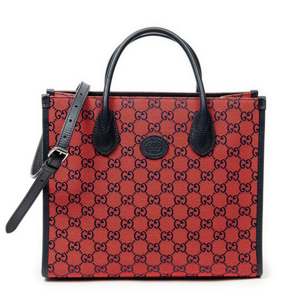 Shoulder Bag GG Tote Red Monogrammed Canvas