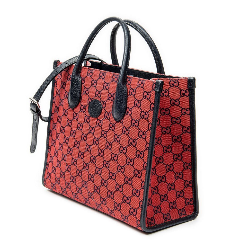 Shoulder Bag GG Tote Red Monogrammed Canvas