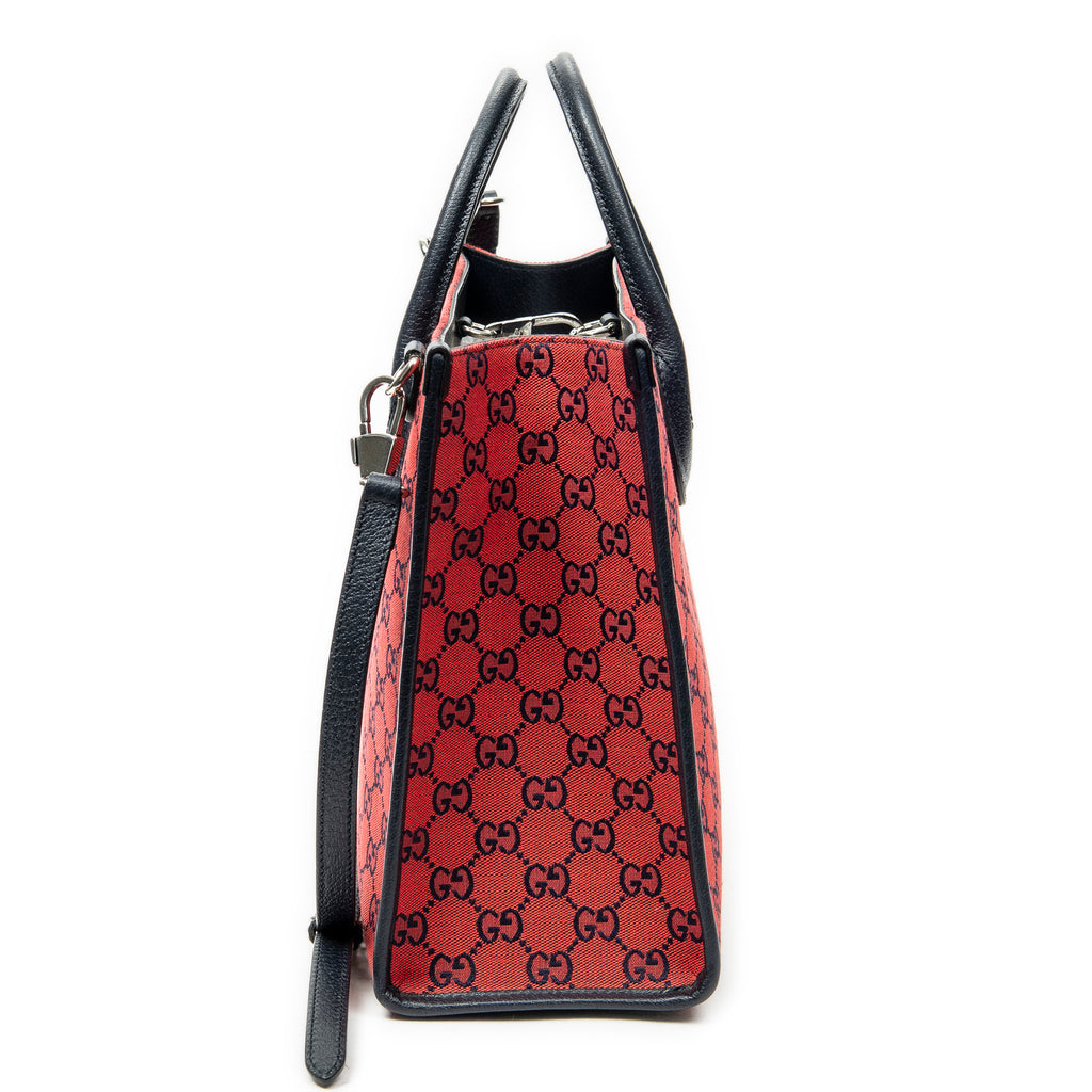 Shoulder Bag GG Tote Red Monogrammed Canvas