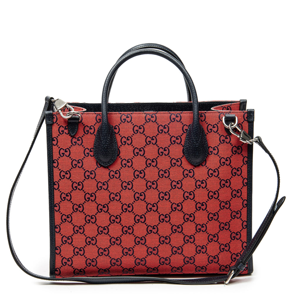 Shoulder Bag GG Tote Red Monogrammed Canvas