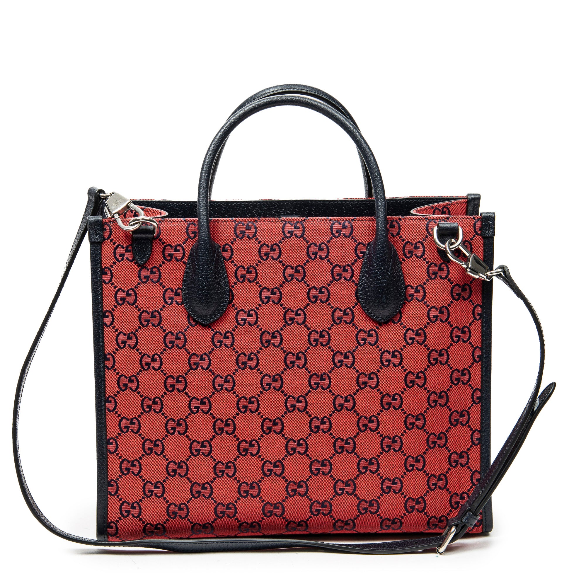 Shoulder Bag GG Tote Red Monogrammed Canvas