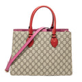 Shoulder Bag Convertible Top Handle Beige Supreme Coated Canvas