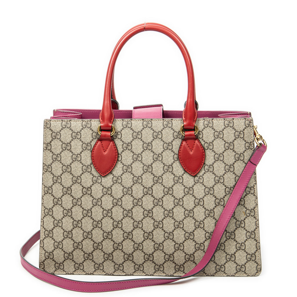 Shoulder Bag Convertible Top Handle Beige Supreme Coated Canvas