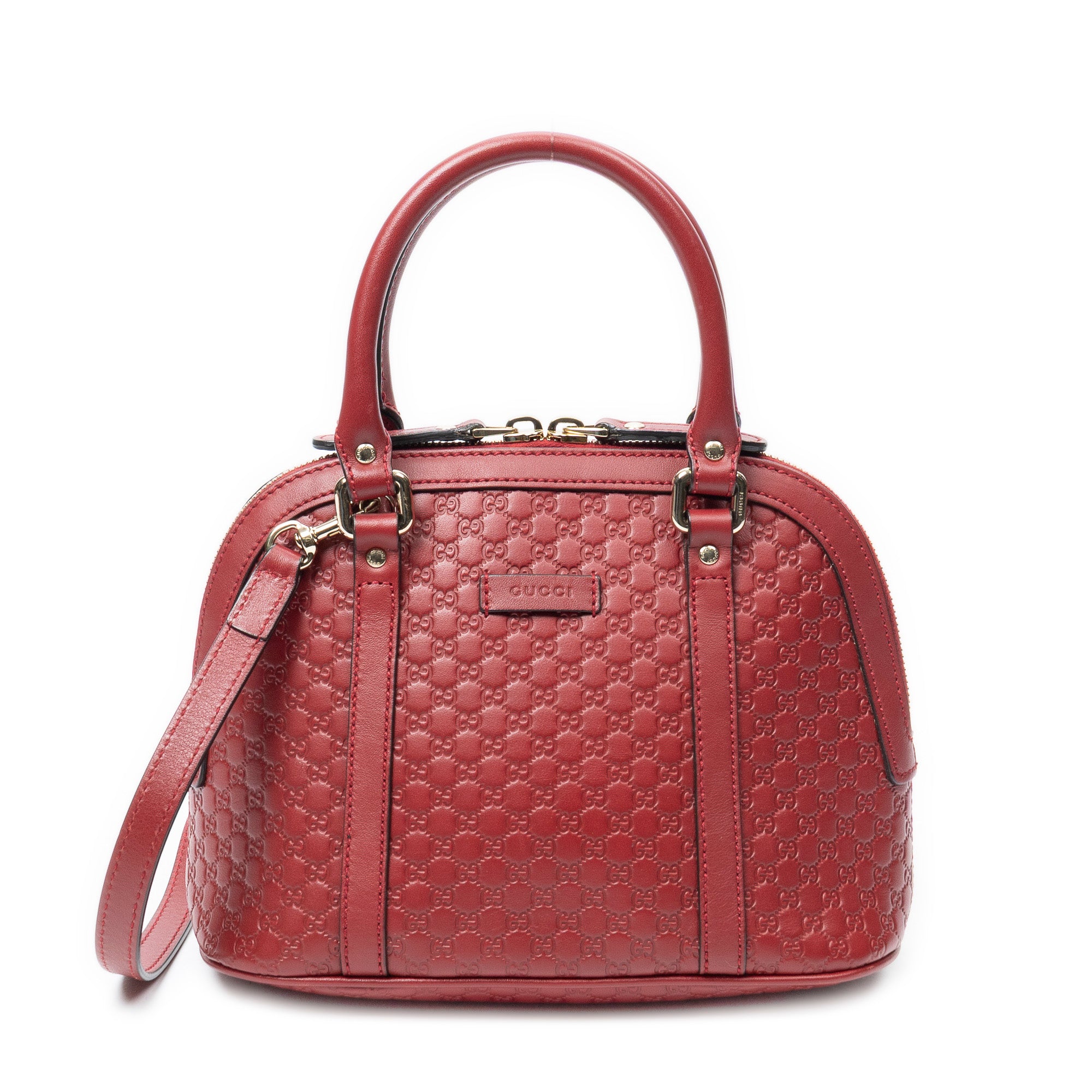 Shoulder Bag Mini Dome Tote Red Microguccissima Leather