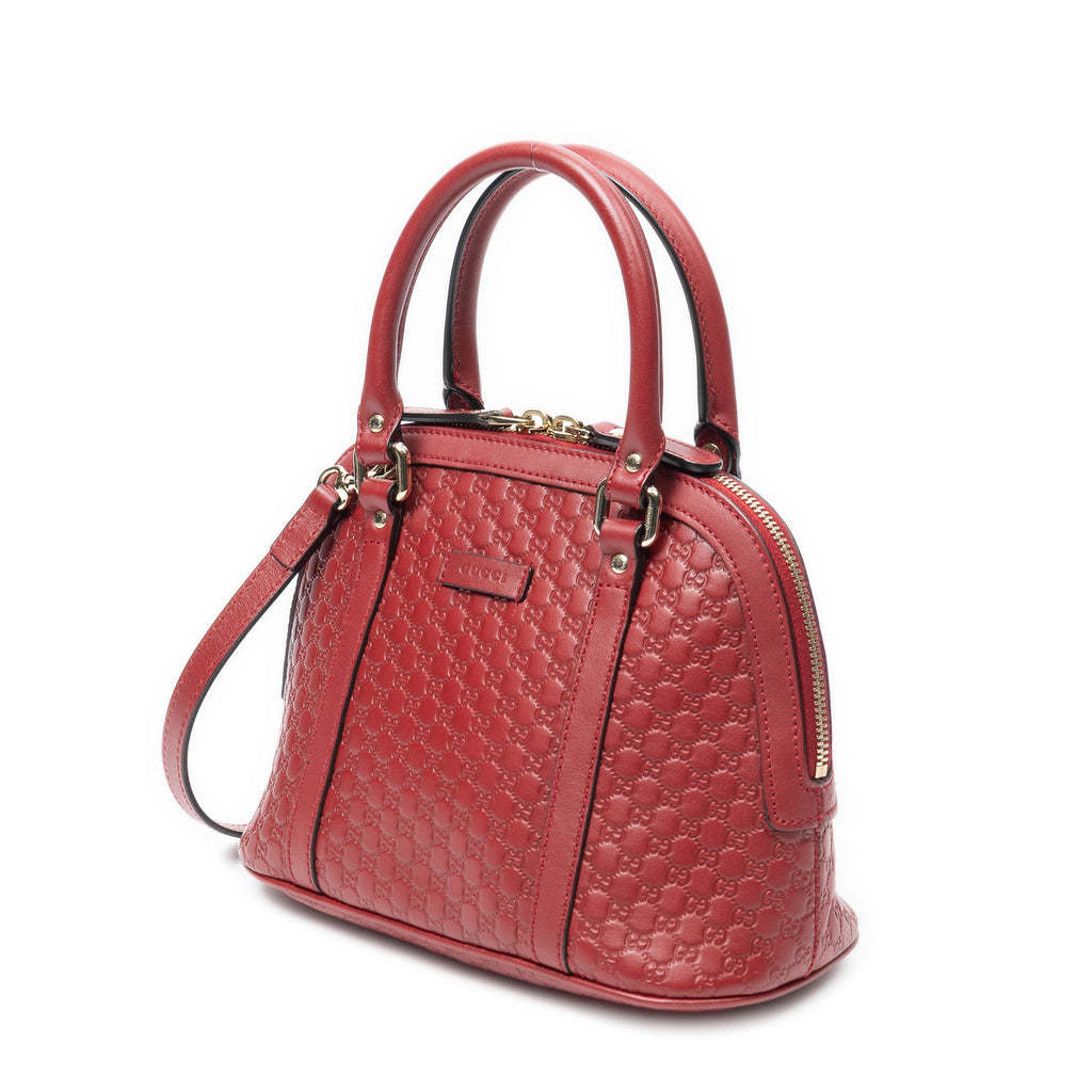 Shoulder Bag Mini Dome Tote Red Microguccissima Leather