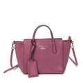 Sac bandoulière Mini Swing Tote en cuir de veau grainé rose