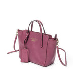 Shoulder Bag Mini Swing Tote Pink Grained Calfskin Leather