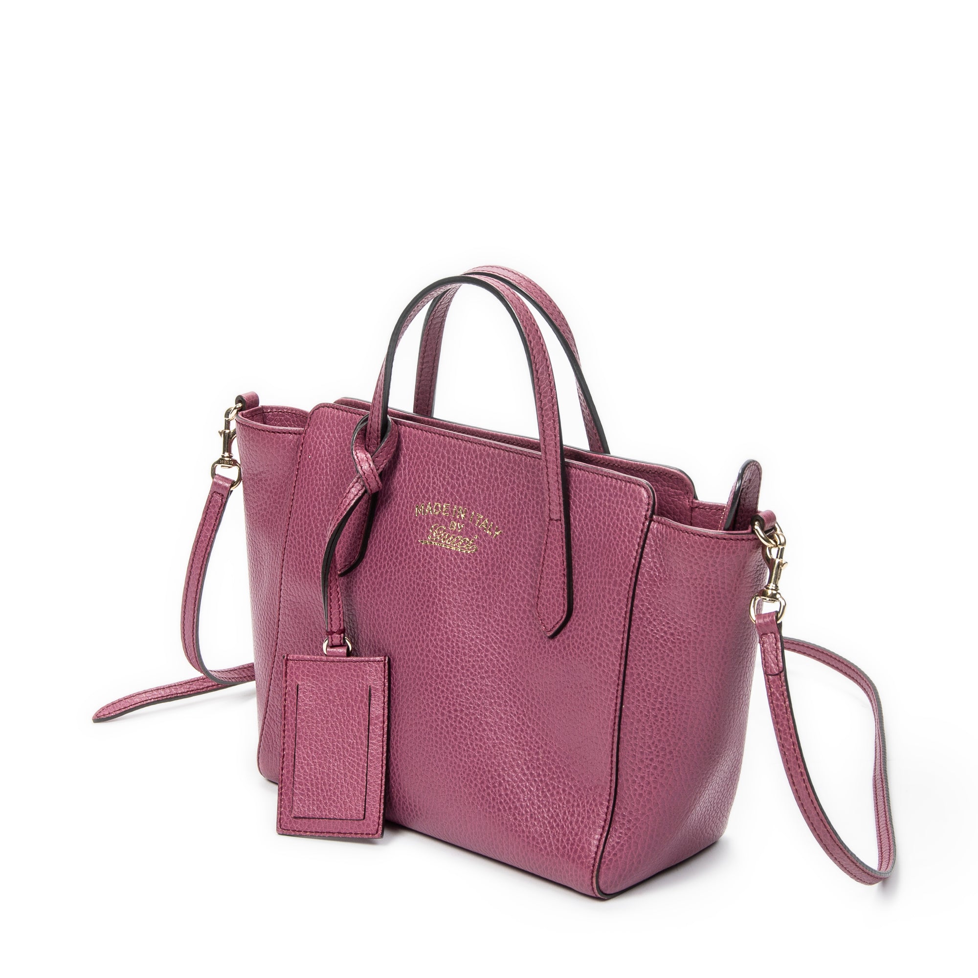 Shoulder Bag Mini Swing Tote Pink Grained Calfskin Leather