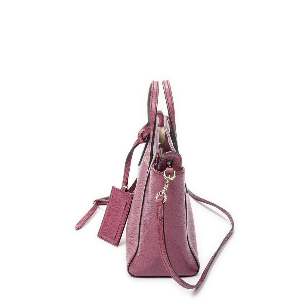 Sac bandoulière Mini Swing Tote en cuir de veau grainé rose