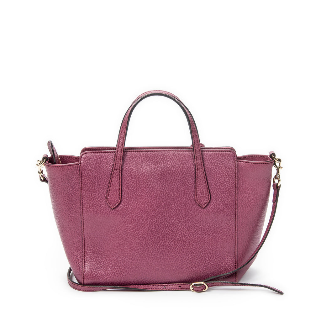 Sac bandoulière Mini Swing Tote en cuir de veau grainé rose