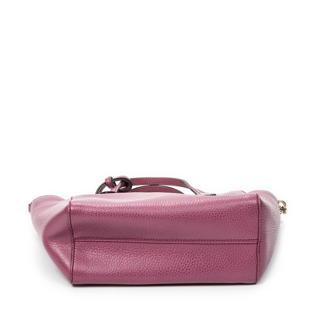 Shoulder Bag Mini Swing Tote Pink Grained Calfskin Leather