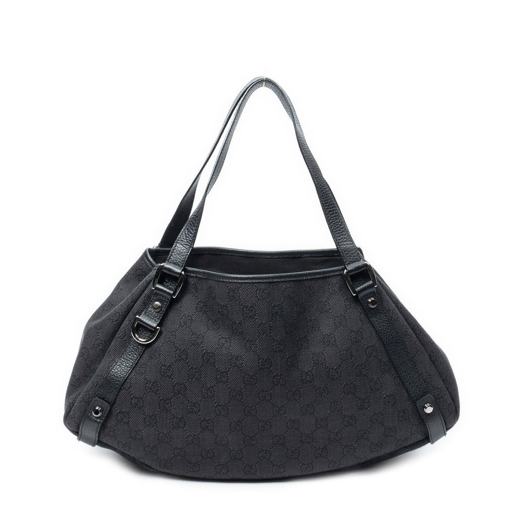 Shoulder Bag Abbey Hobo Diagonal Black Monogrammed Denim Canvas