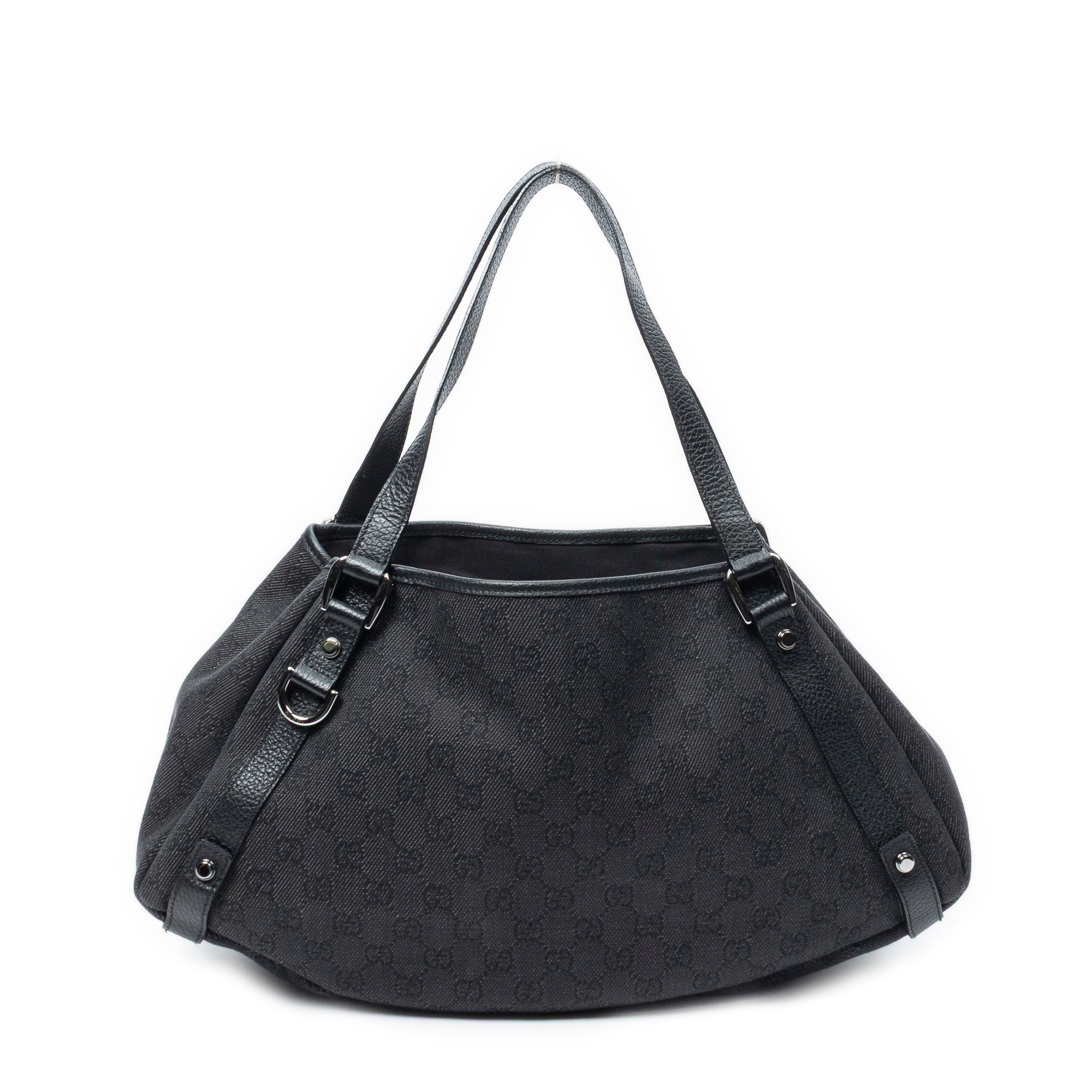 Shoulder Bag Abbey Hobo Diagonal Black Monogrammed Denim Canvas