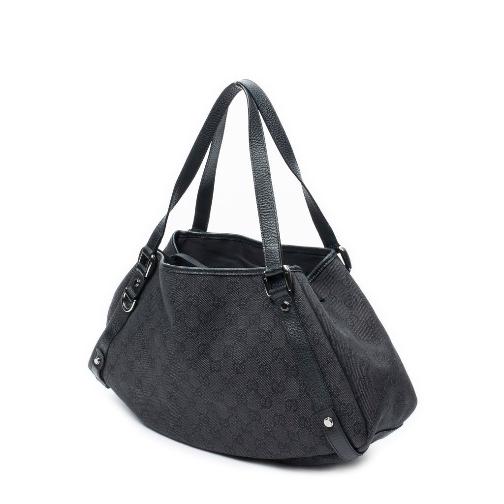 Shoulder Bag Abbey Hobo Diagonal Black Monogrammed Denim Canvas