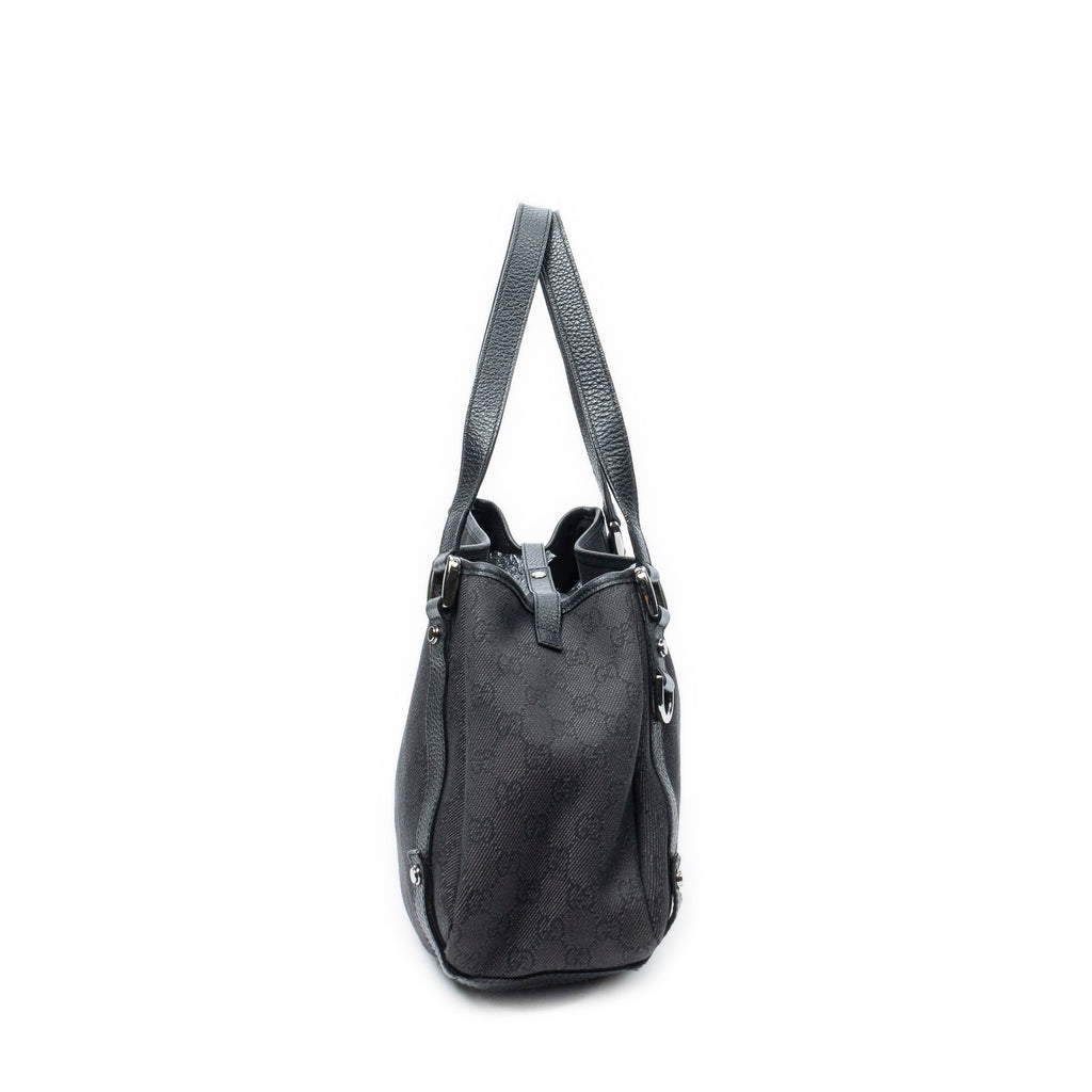 Shoulder Bag Abbey Hobo Diagonal Black Monogrammed Denim Canvas