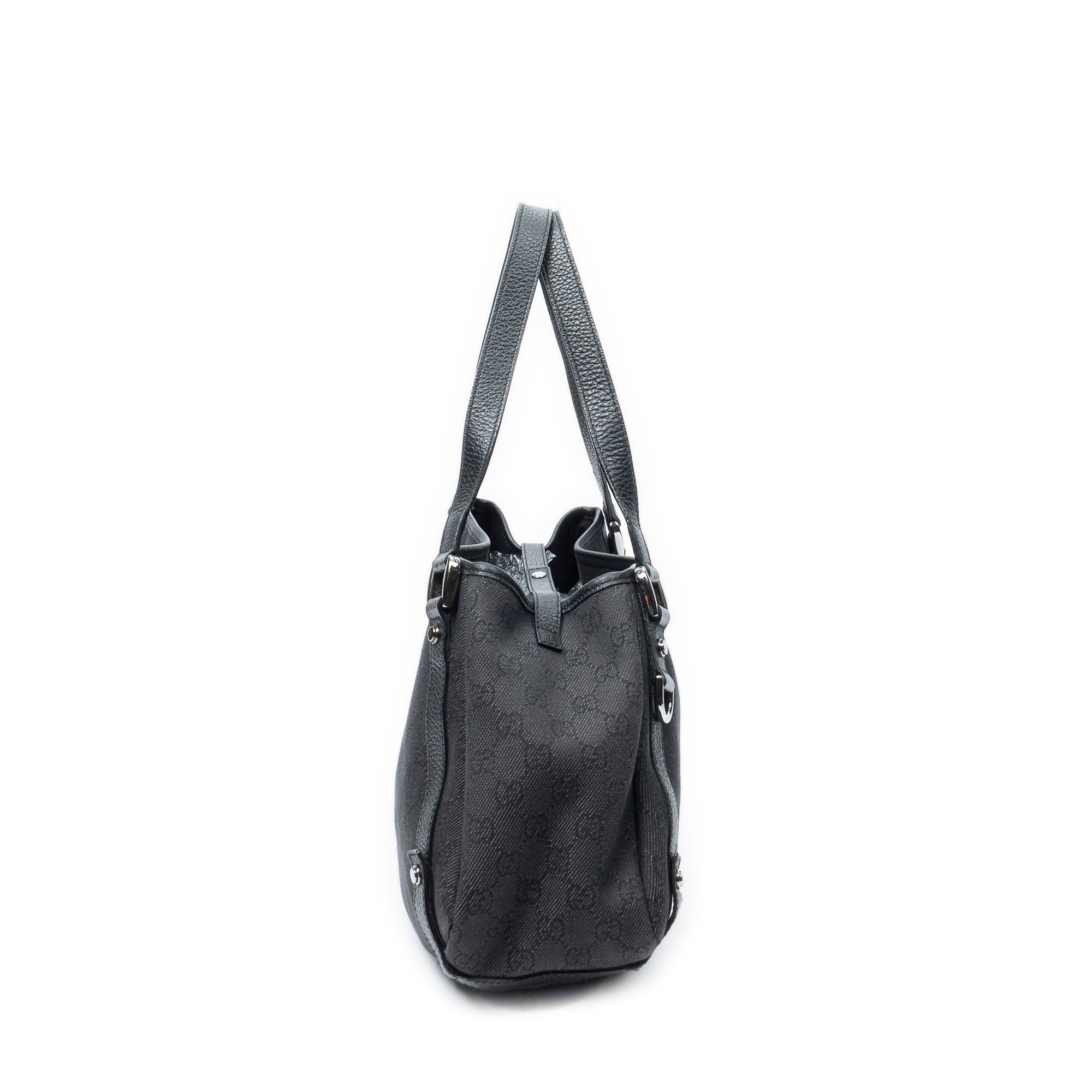 Shoulder Bag Abbey Hobo Diagonal Black Monogrammed Denim Canvas