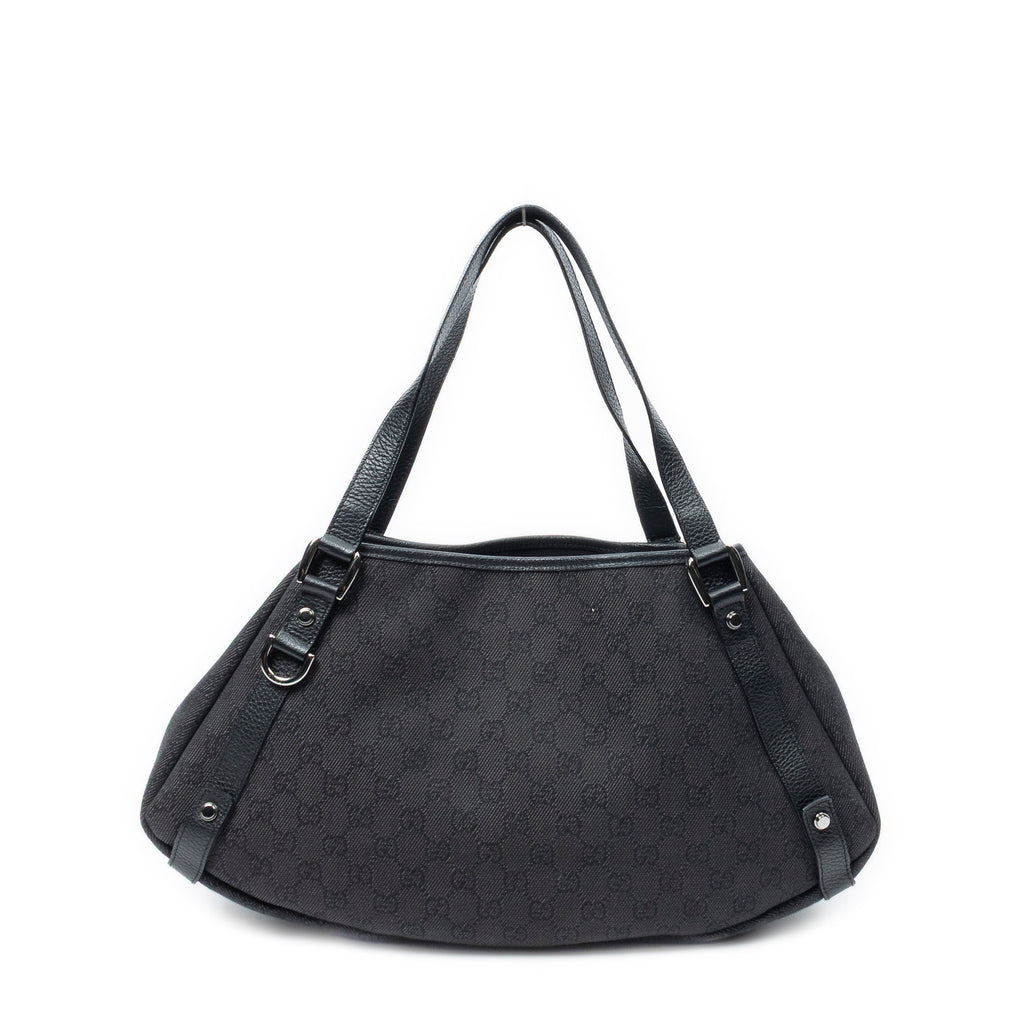 Shoulder Bag Abbey Hobo Diagonal Black Monogrammed Denim Canvas