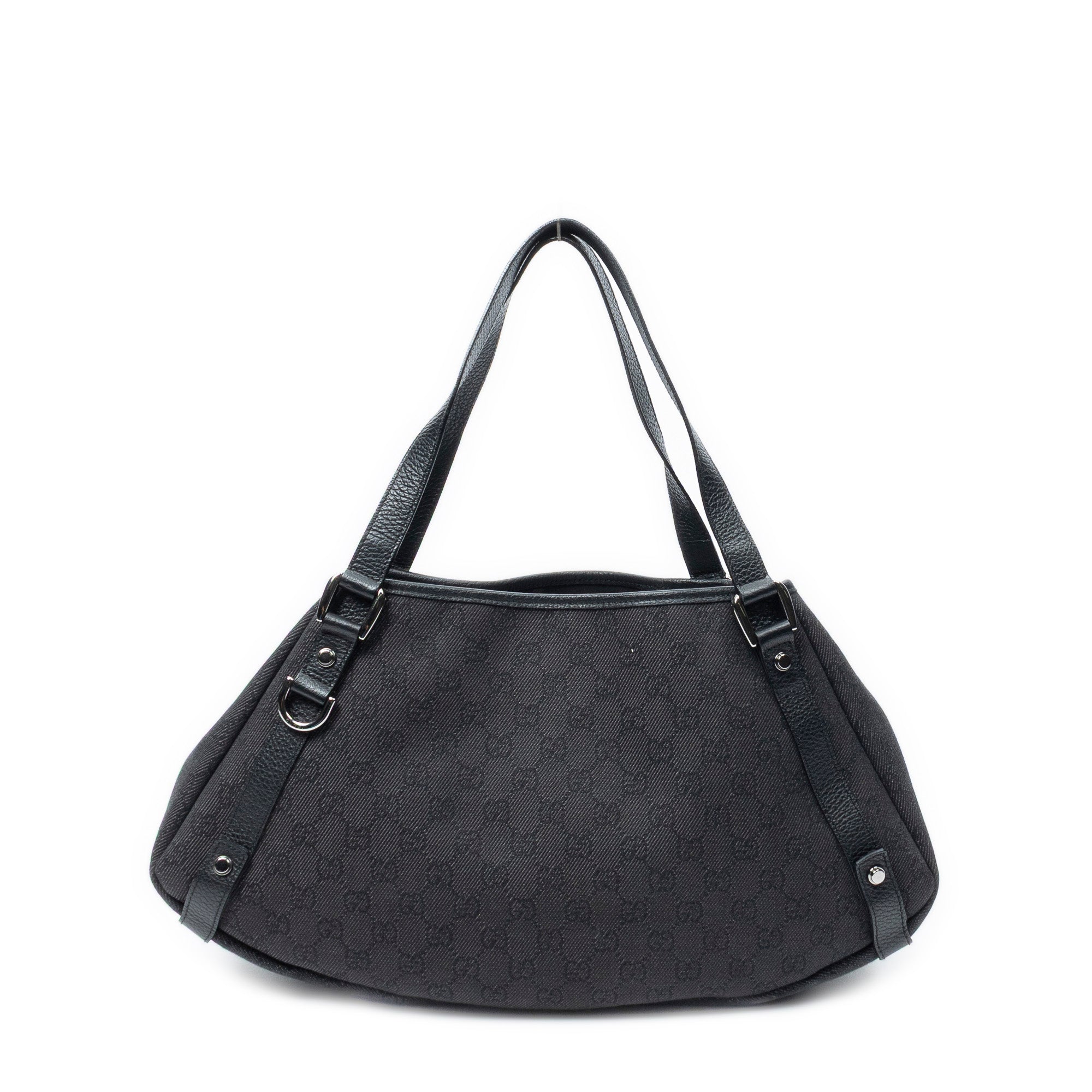 Shoulder Bag Abbey Hobo Diagonal Black Monogrammed Denim Canvas
