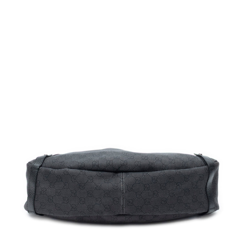 Shoulder Bag Abbey Hobo Diagonal Black Monogrammed Denim Canvas