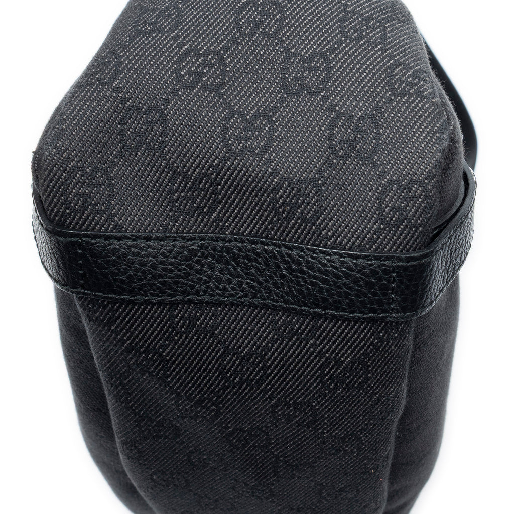Shoulder Bag Abbey Hobo Diagonal Black Monogrammed Denim Canvas