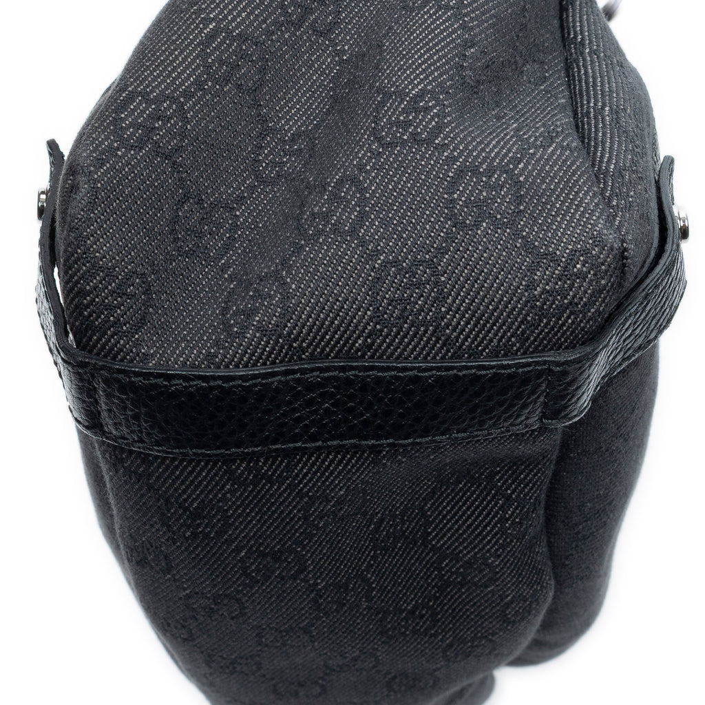 Shoulder Bag Abbey Hobo Diagonal Black Monogrammed Denim Canvas