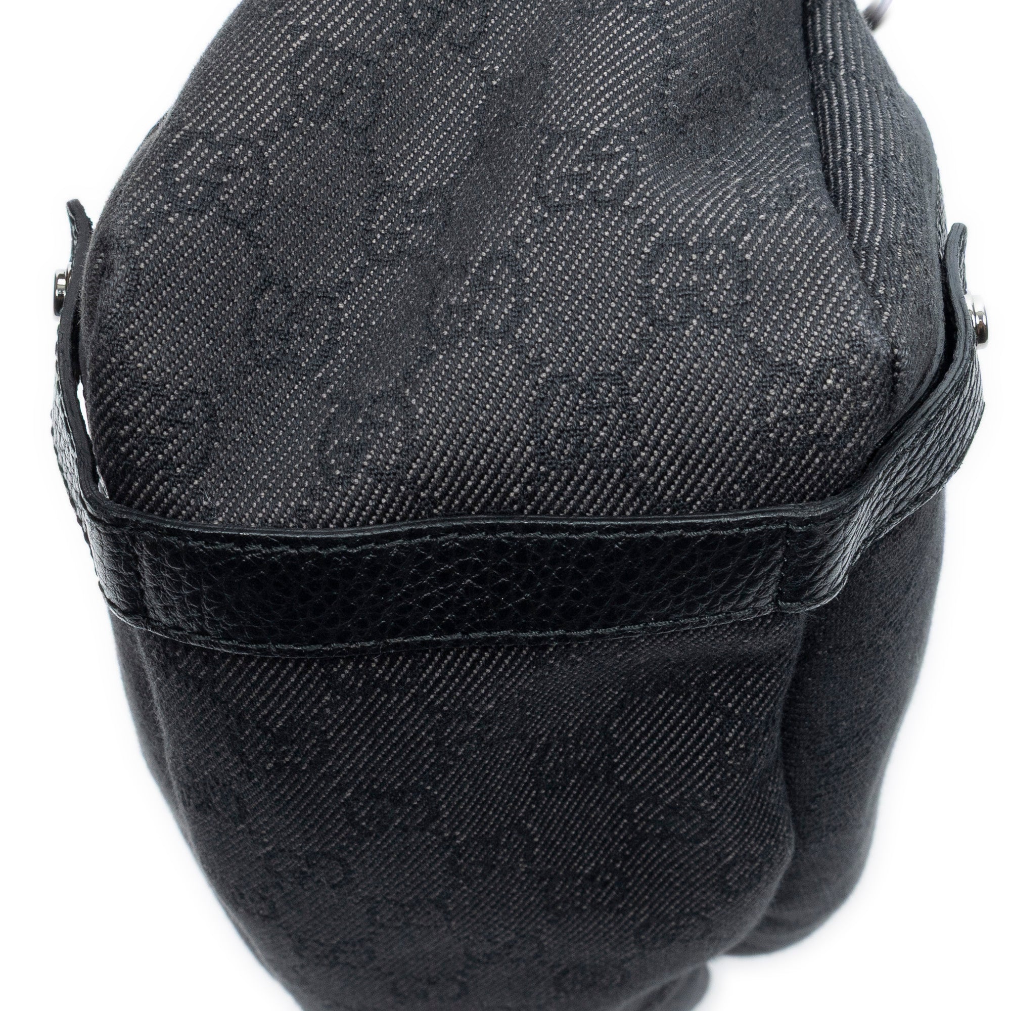 Shoulder Bag Abbey Hobo Diagonal Black Monogrammed Denim Canvas