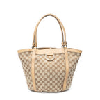 Shoulder Bag Medium D Ring Bucket Tote Beige Monogrammed Canvas