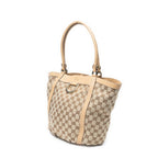 Shoulder Bag Medium D Ring Bucket Tote Beige Monogrammed Canvas