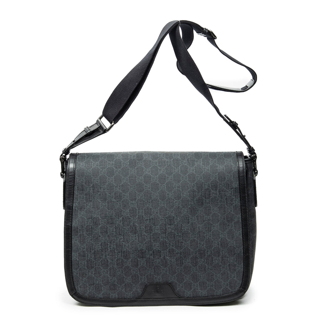 Shoulder Bag Large Messenger Black Supreme Coated Canvas