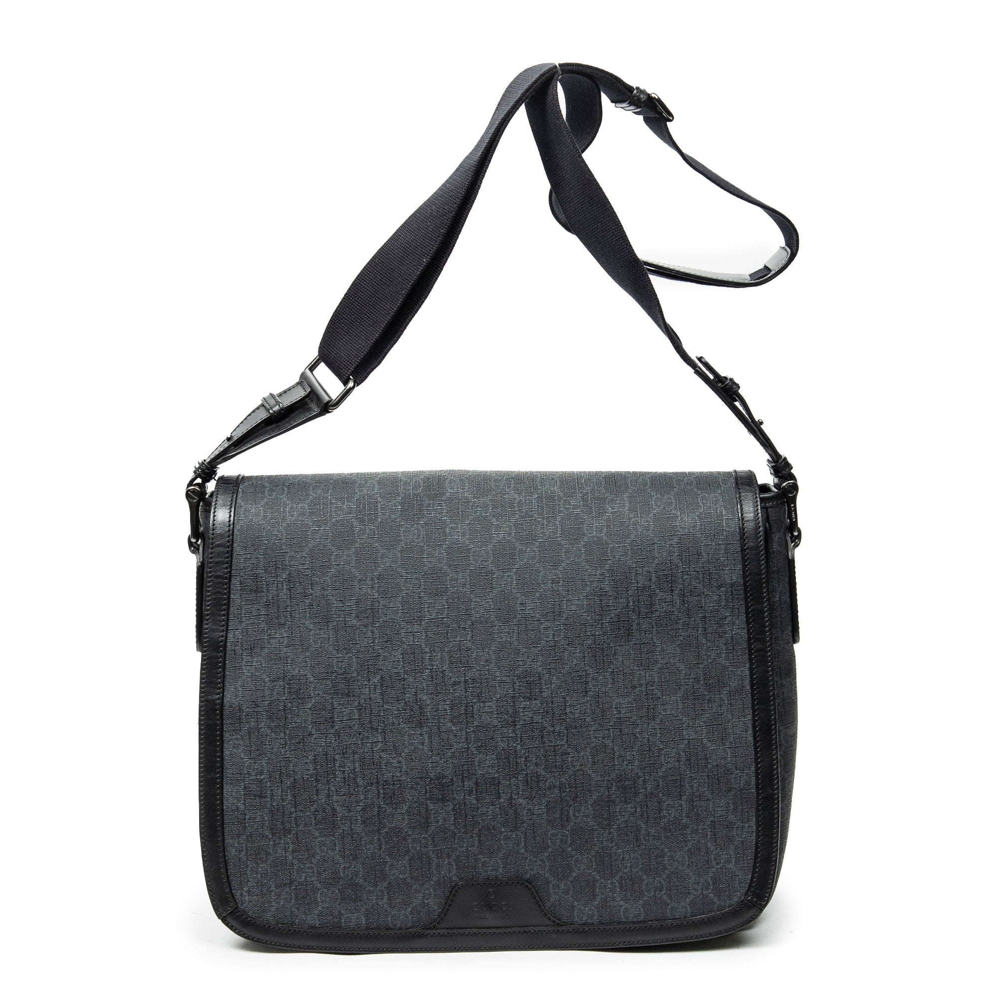 Shoulder Bag Large Messenger Black Supreme Coated Canvas