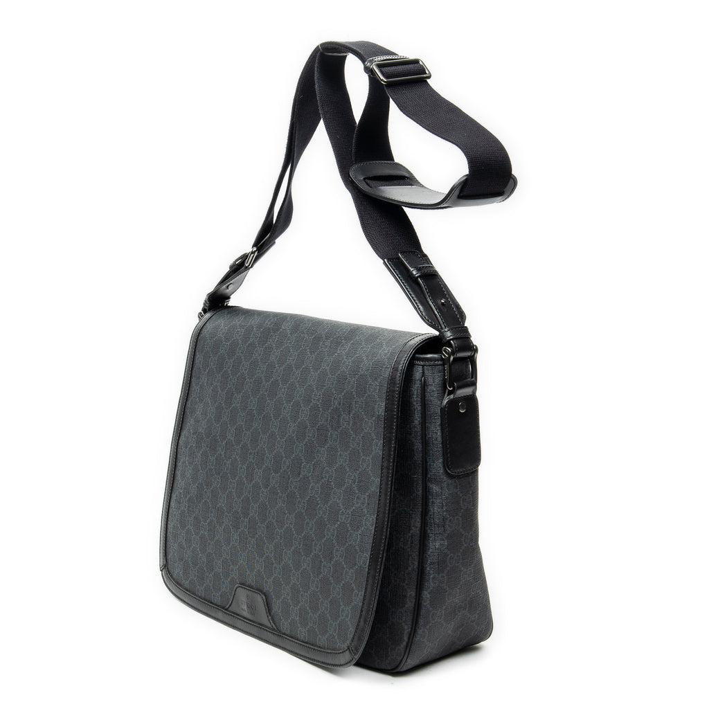 Shoulder Bag Large Messenger Black Supreme Coated Canvas