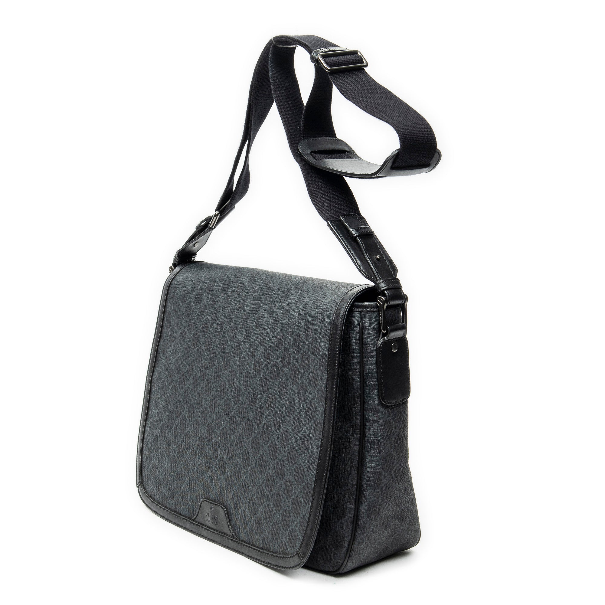 Shoulder Bag Large Messenger Black Supreme Coated Canvas