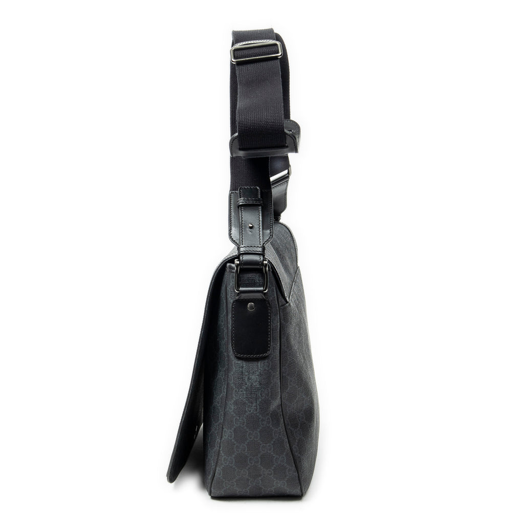 Shoulder Bag Large Messenger Black Supreme Coated Canvas