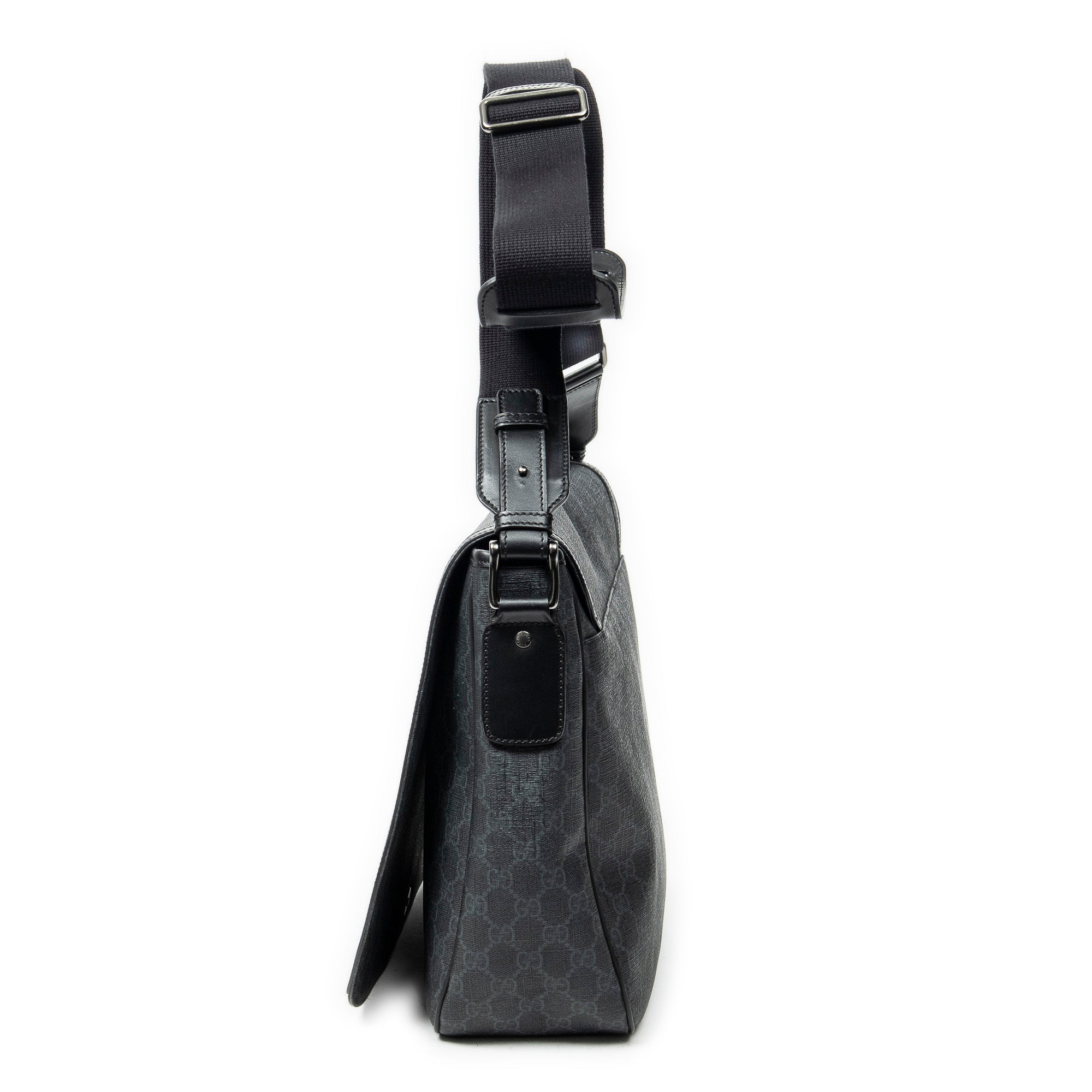 Shoulder Bag Large Messenger Black Supreme Coated Canvas