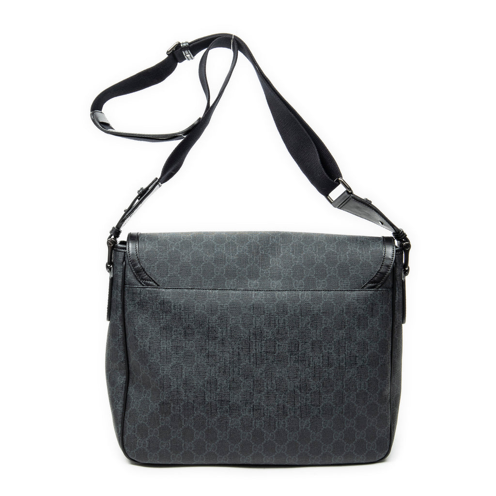 Shoulder Bag Large Messenger Black Supreme Coated Canvas