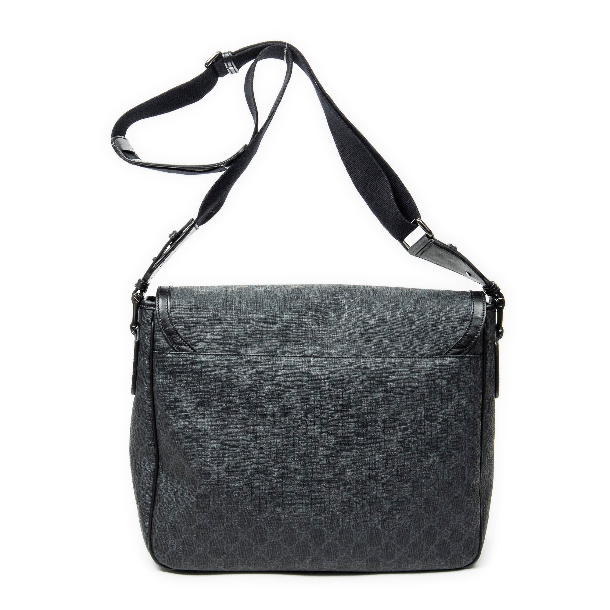 Shoulder Bag Large Messenger Black Supreme Coated Canvas