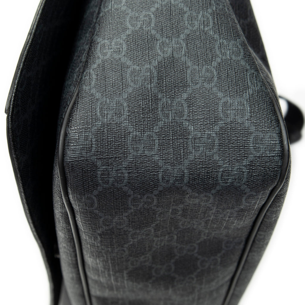Shoulder Bag Large Messenger Black Supreme Coated Canvas