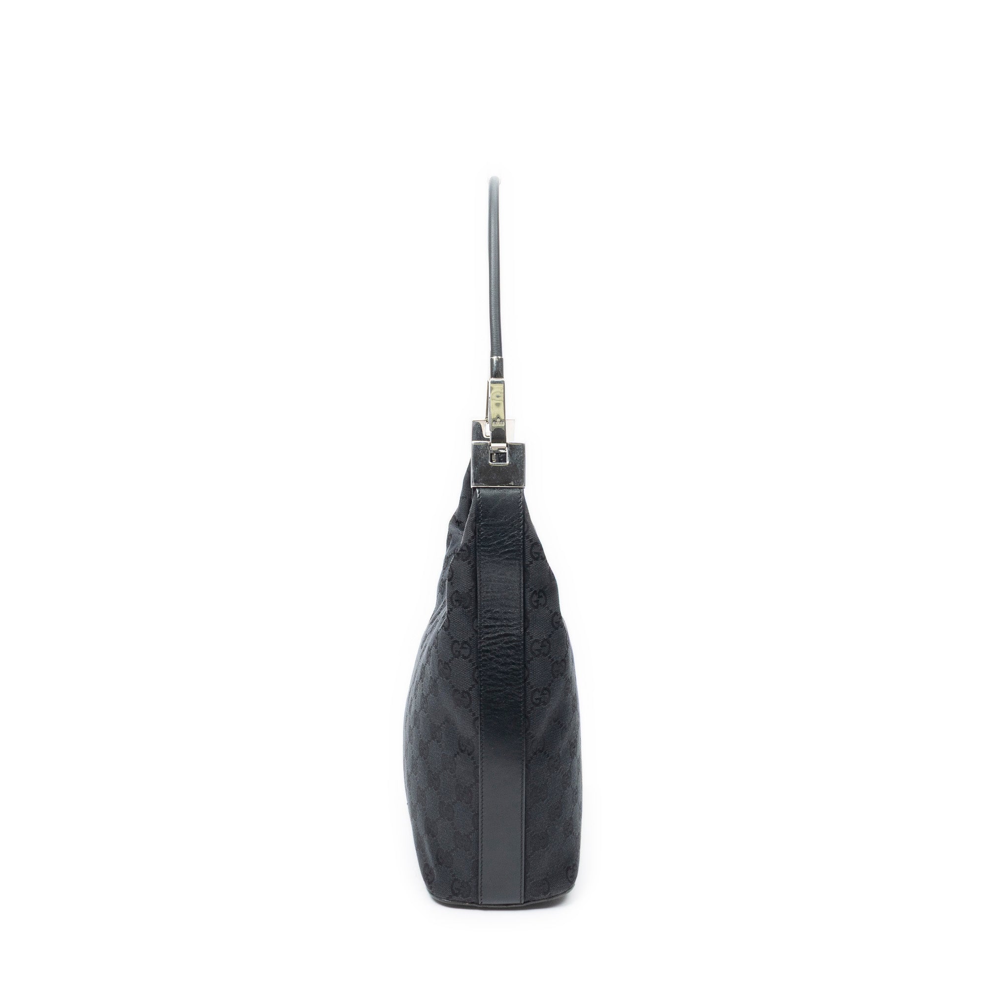 Shoulder Bag Zip Hobo Black Monogrammed Canvas