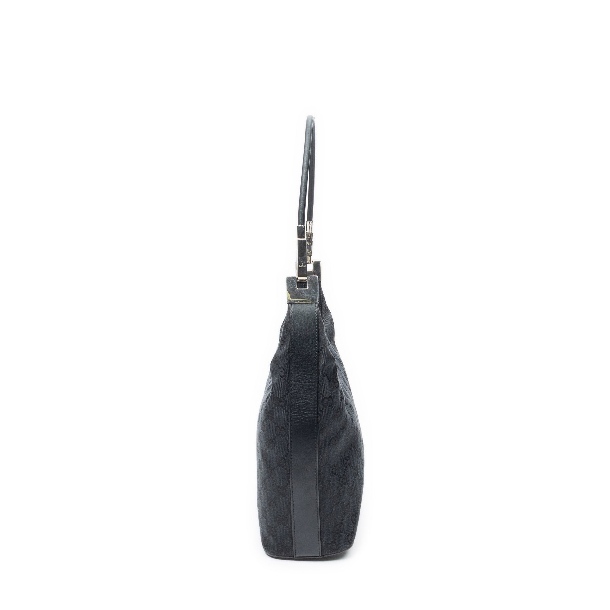 Shoulder Bag Zip Hobo Black Monogrammed Canvas