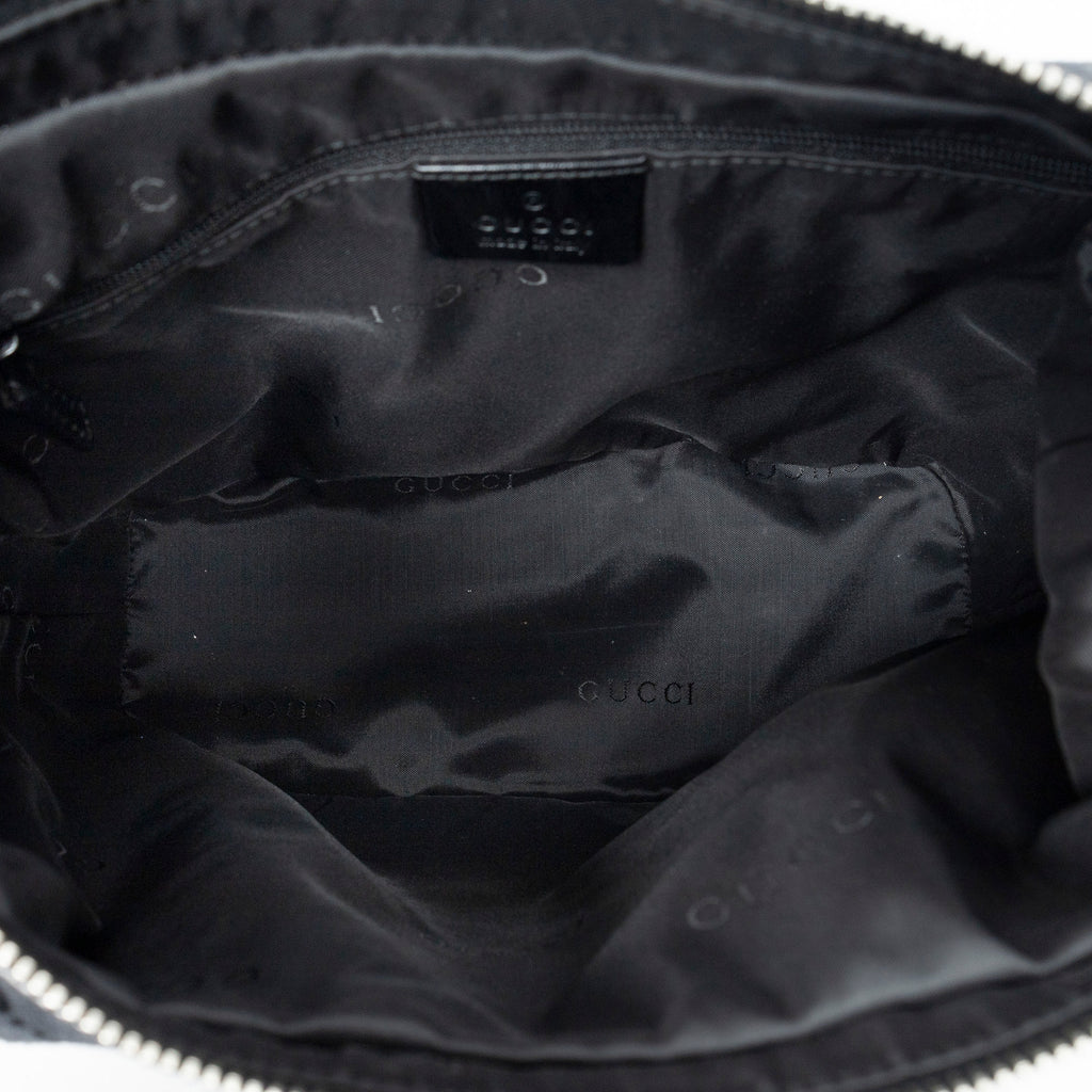 Shoulder Bag Zip Hobo Black Monogrammed Canvas