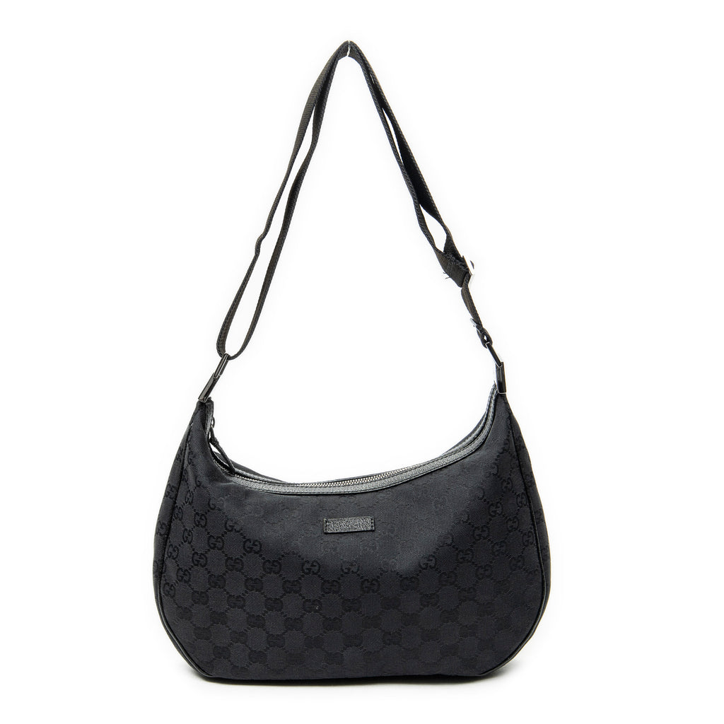 Shoulder Bag Round Zip Messenger Black Monogrammed Canvas
