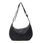 Shoulder Bag Round Zip Messenger Black Monogrammed Canvas