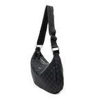 Shoulder Bag Round Zip Messenger Black Monogrammed Canvas