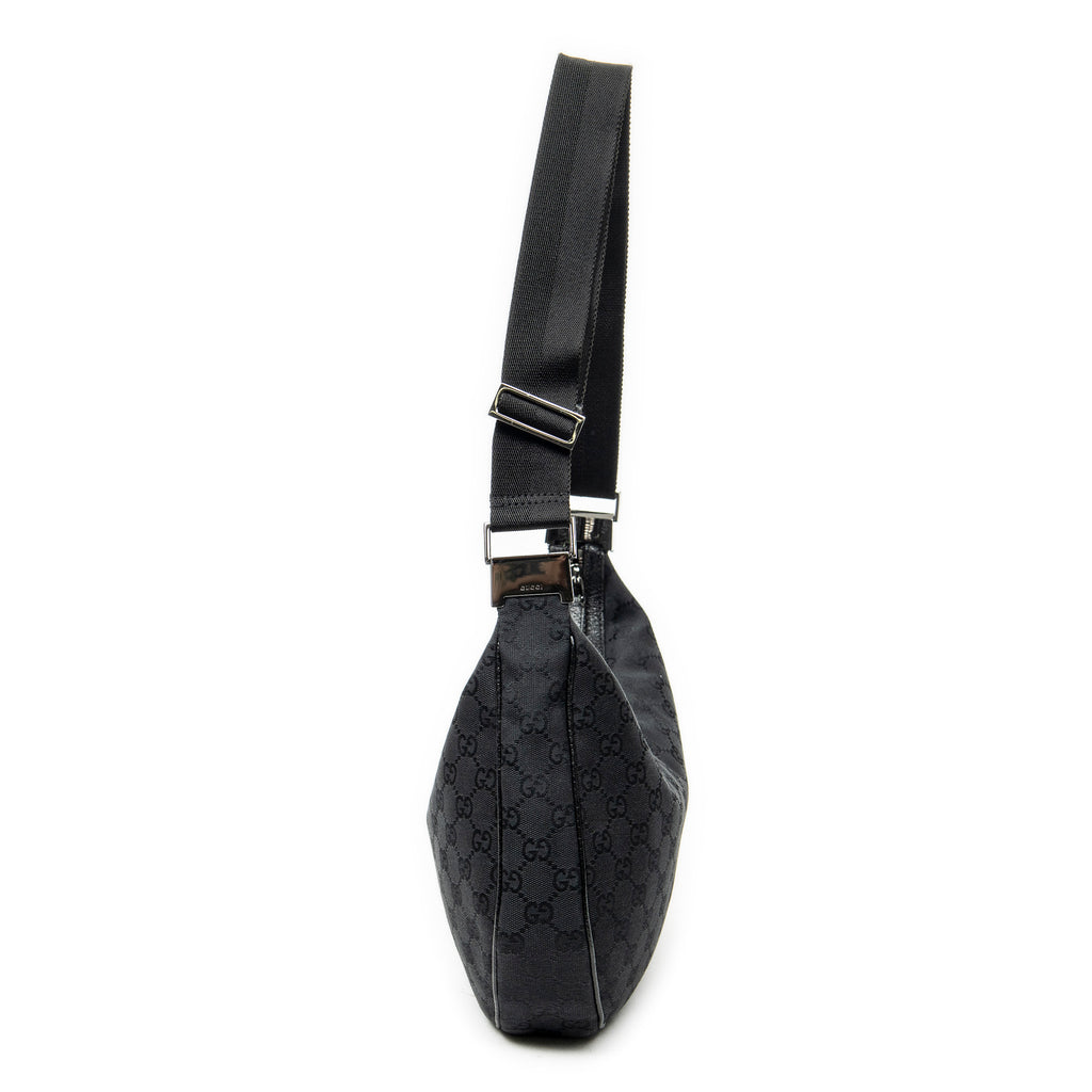 Shoulder Bag Round Zip Messenger Black Monogrammed Canvas