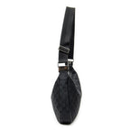 Shoulder Bag Round Zip Messenger Black Monogrammed Canvas