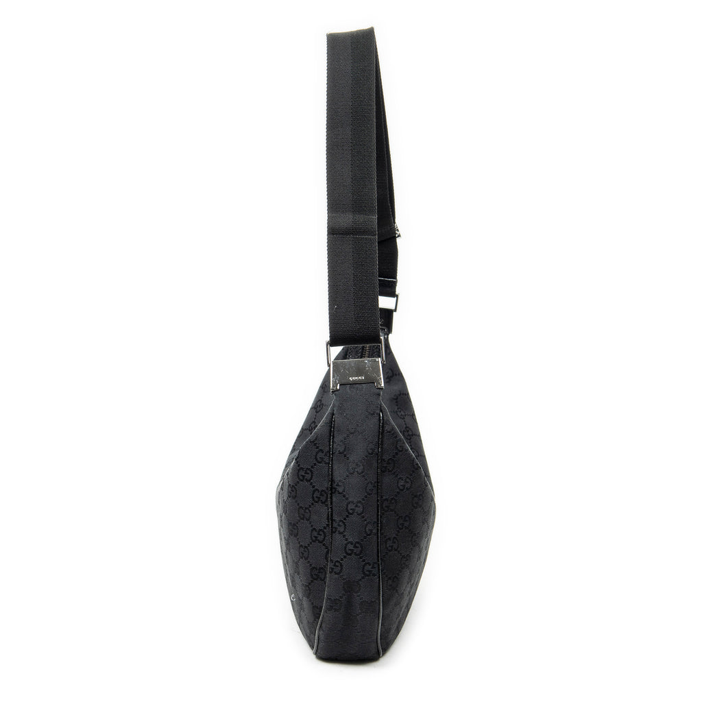 Shoulder Bag Round Zip Messenger Black Monogrammed Canvas