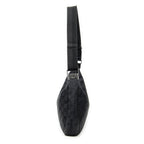 Shoulder Bag Round Zip Messenger Black Monogrammed Canvas