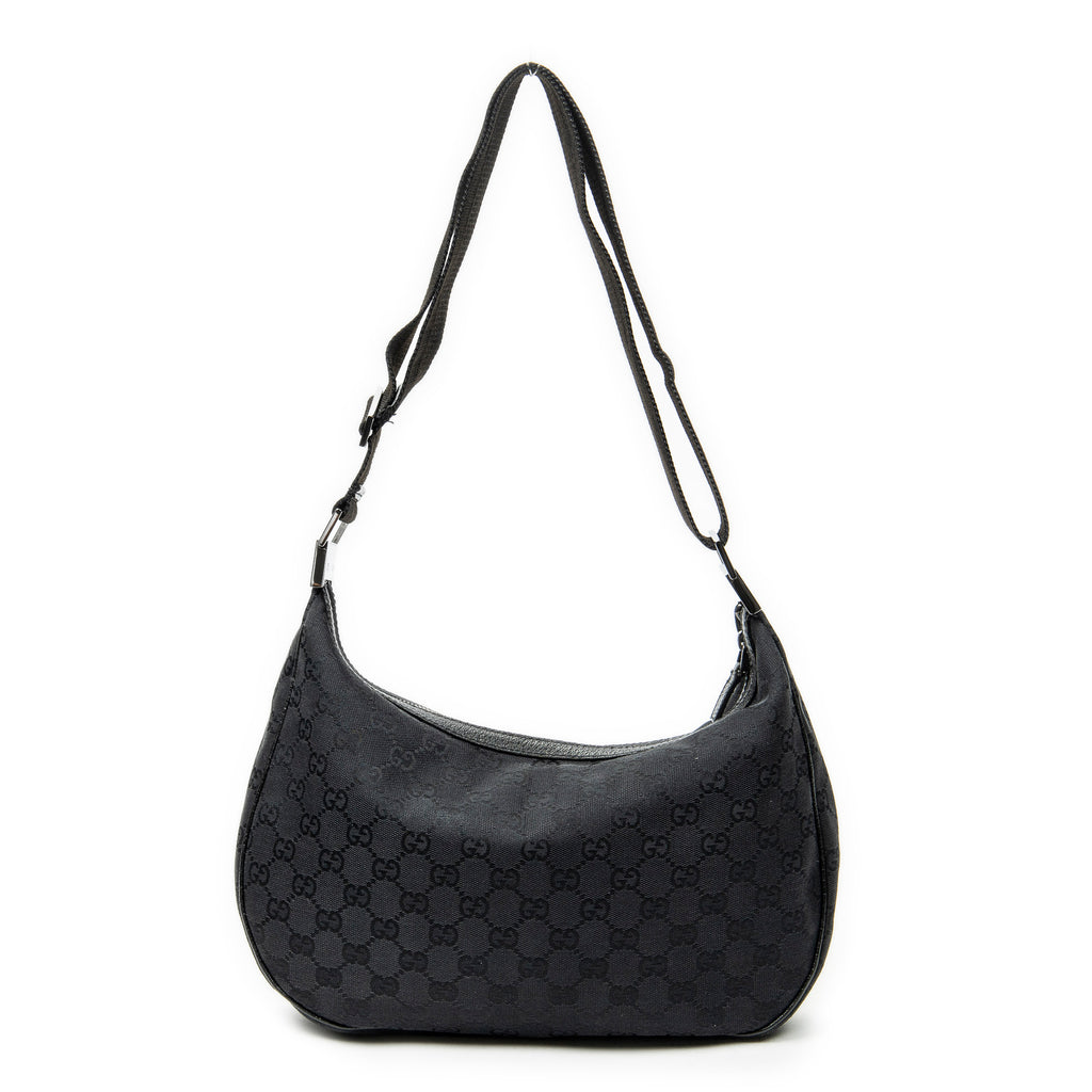 Shoulder Bag Round Zip Messenger Black Monogrammed Canvas