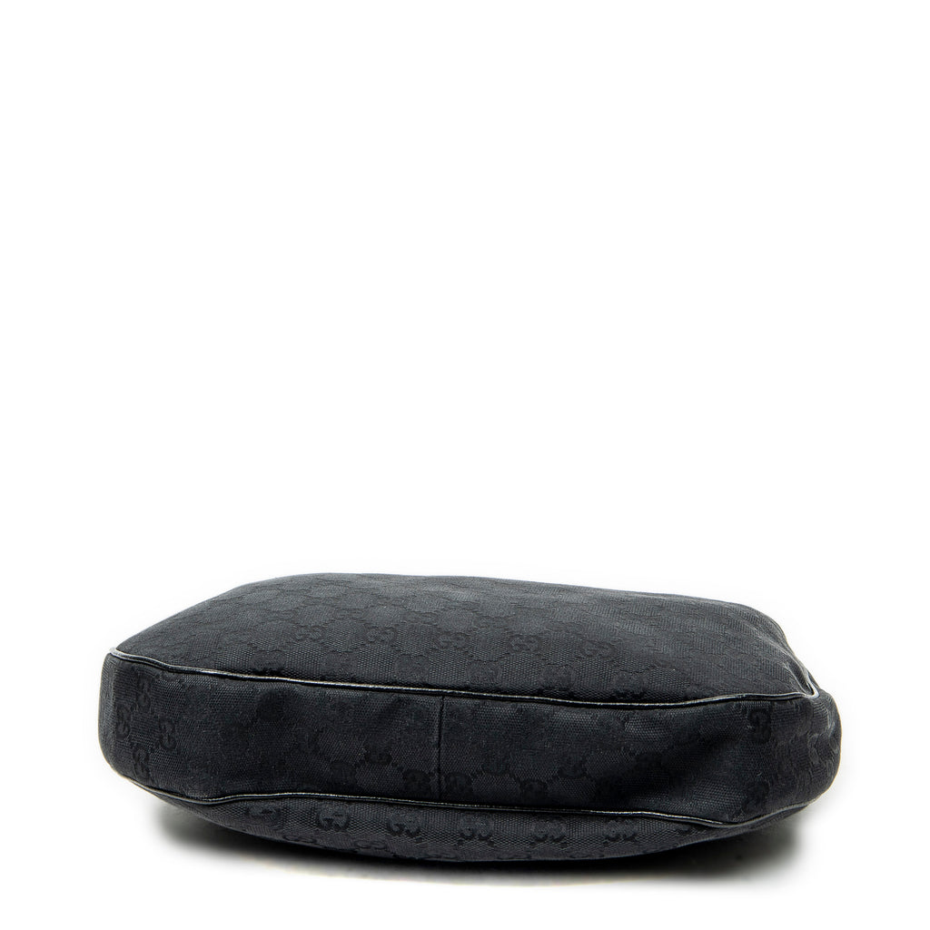 Shoulder Bag Round Zip Messenger Black Monogrammed Canvas