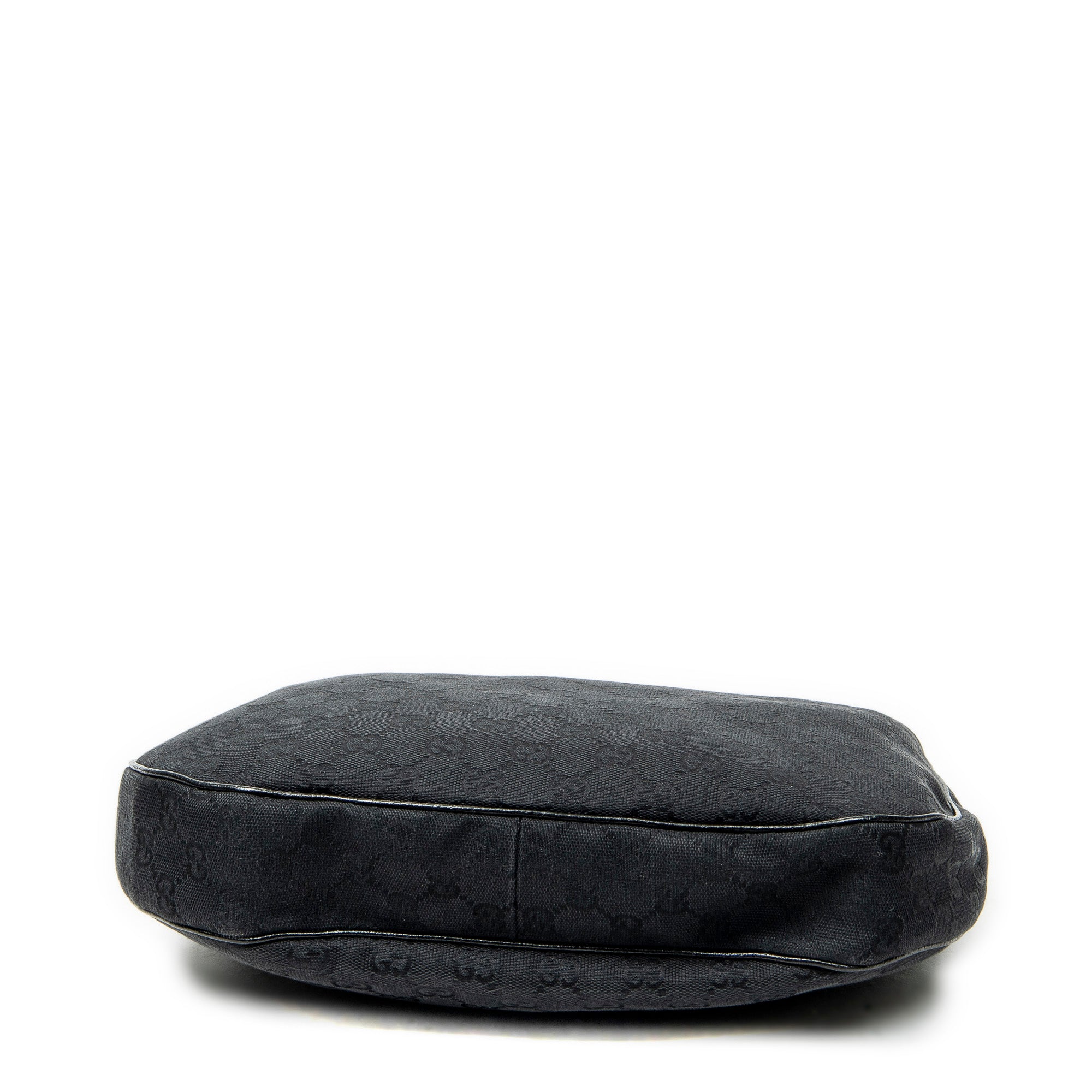Shoulder Bag Round Zip Messenger Black Monogrammed Canvas